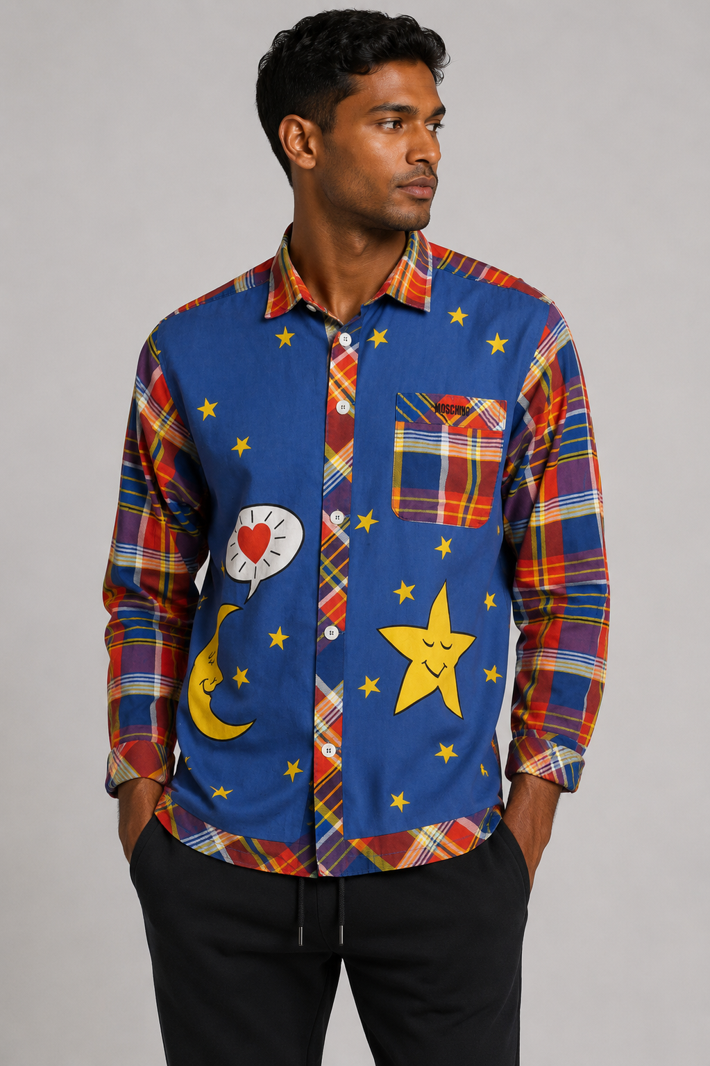 1990s Cotton Novelty Pajama Shirt, Size-Medium