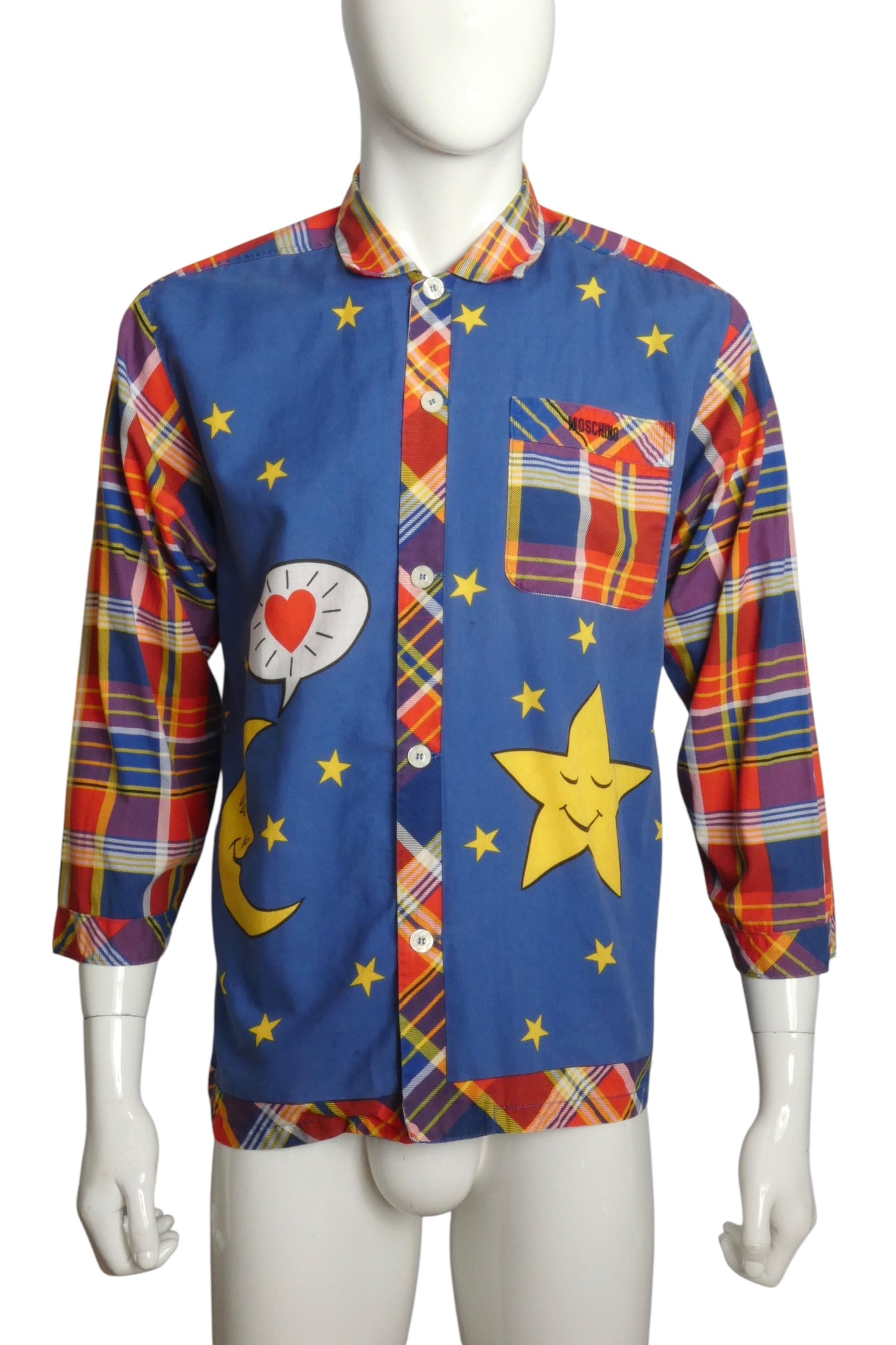 1990s Cotton Novelty Pajama Shirt, Size-Medium