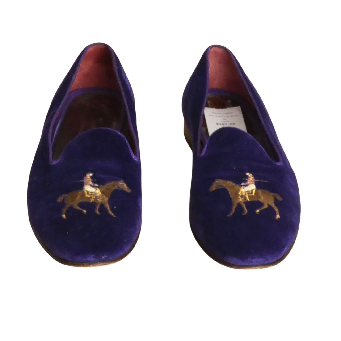 Velvet Embroidered Slippers, Size-10