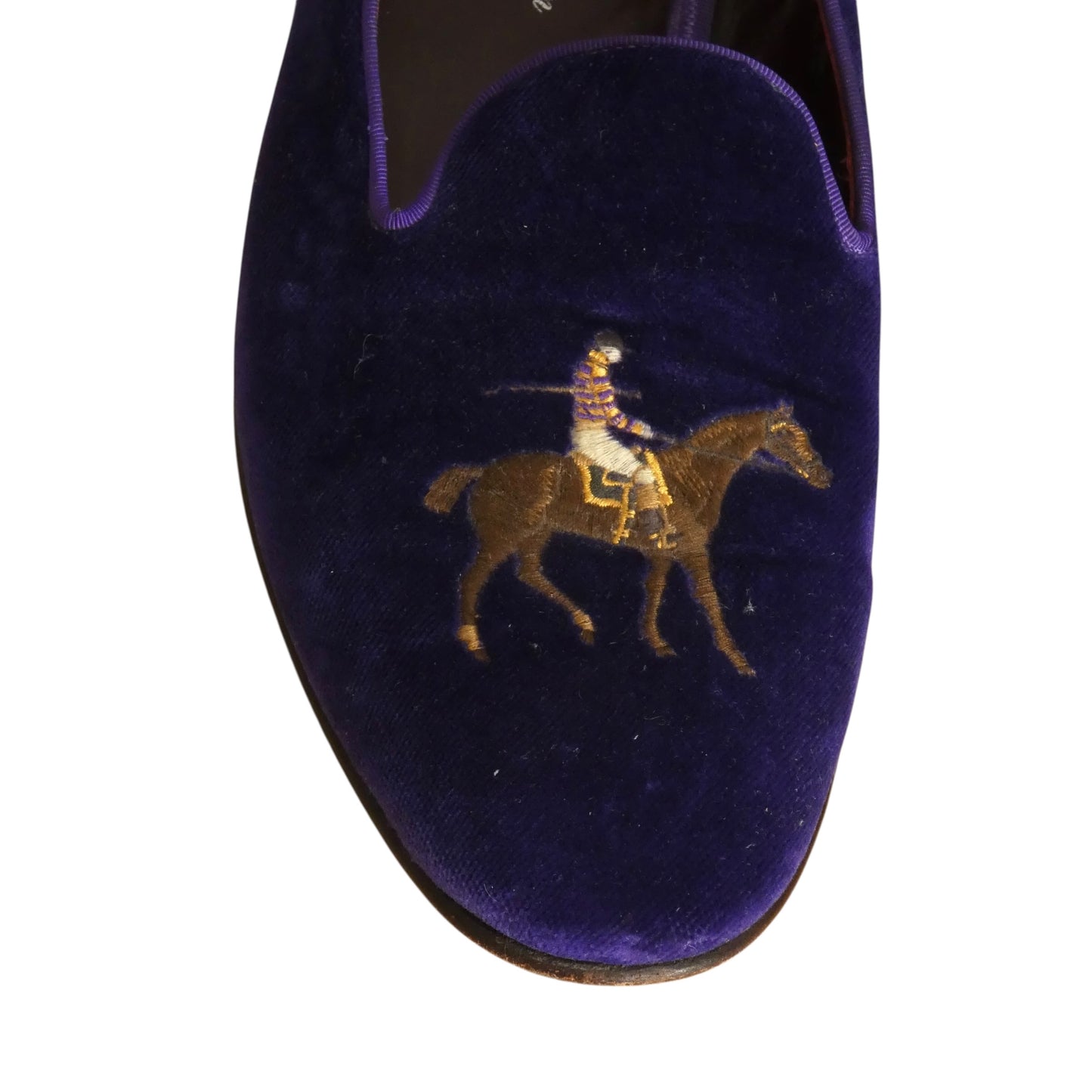 Velvet Embroidered Slippers, Size-10