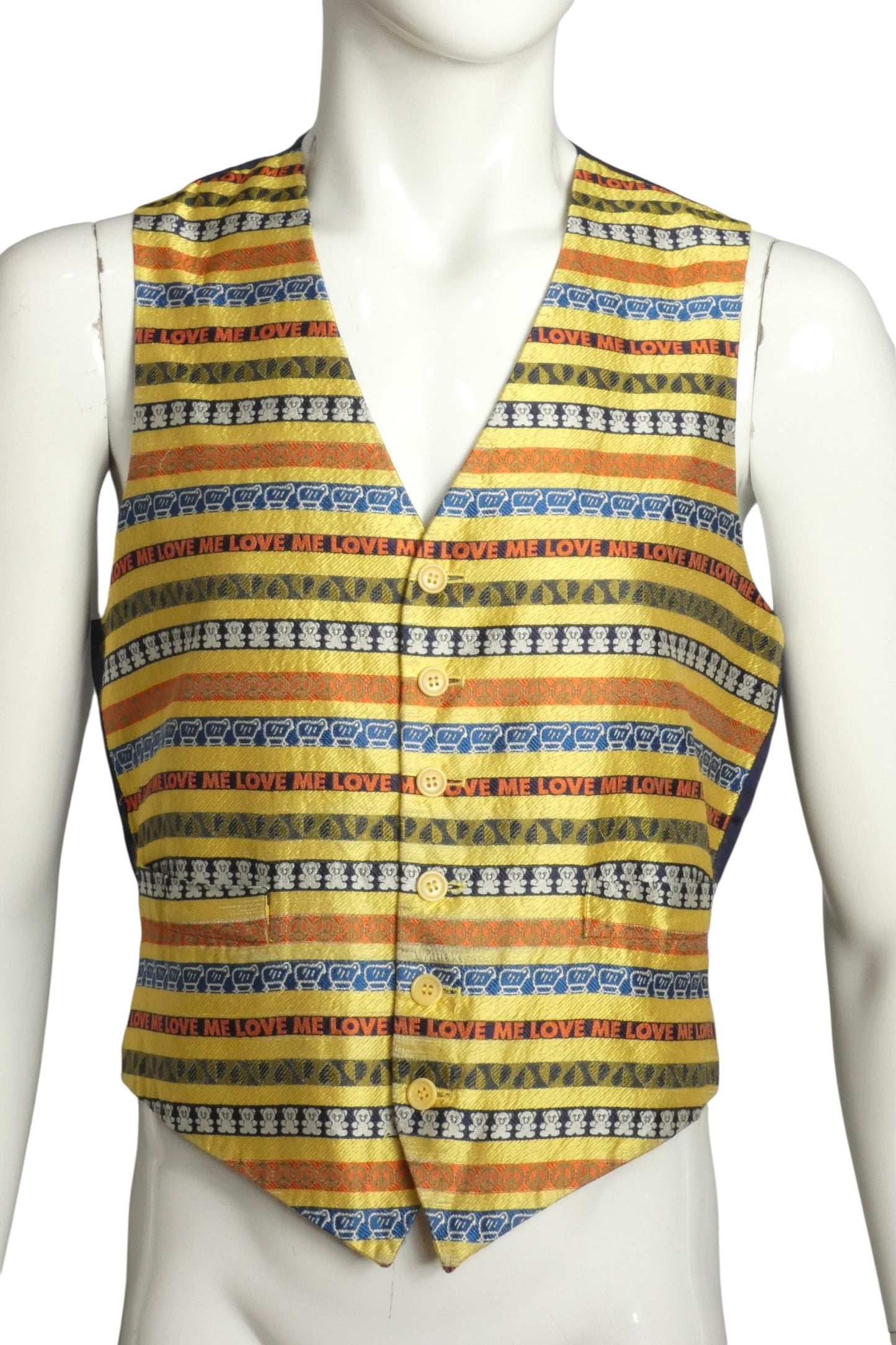 1990s Novelty Stripe Silk Brocade Vest, Size-Small