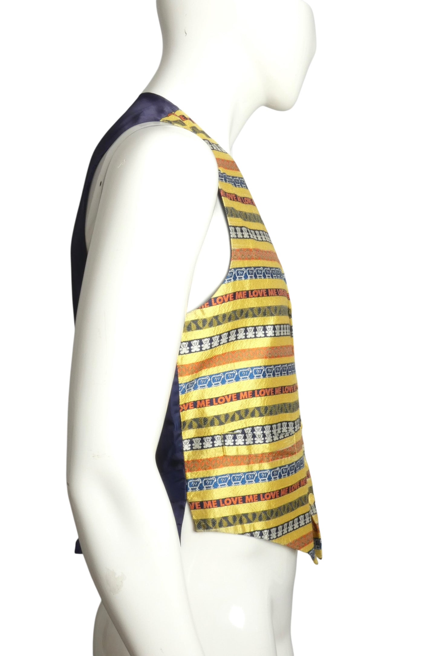 1990s Novelty Stripe Silk Brocade Vest, Size-Small