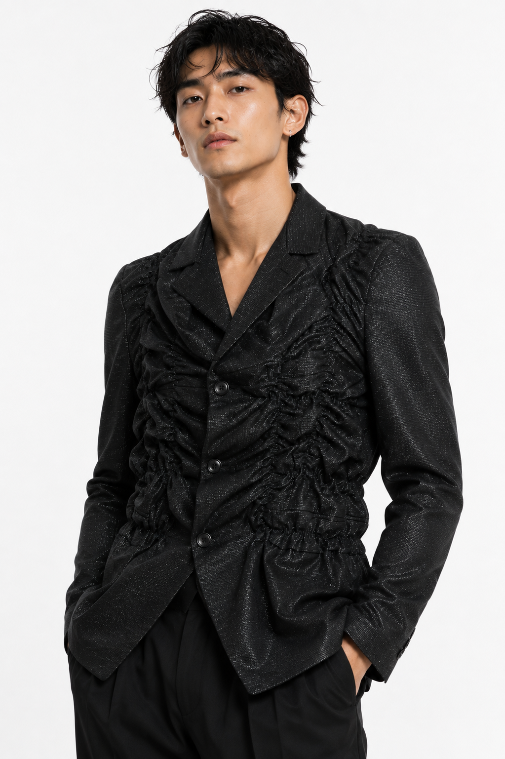 COMME DES GARCONS HOMME PLUS - 2019 Metallic Layered Blazer, Size-XLarge