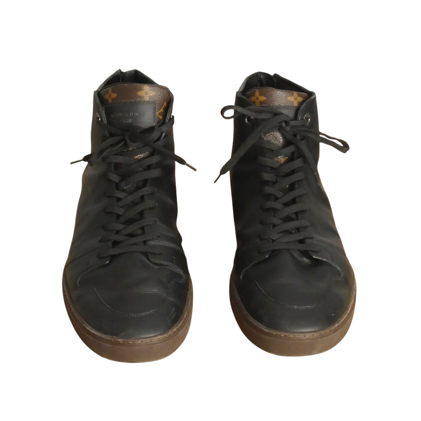 Leather & Monogram Line Up Sneakers, Size 13