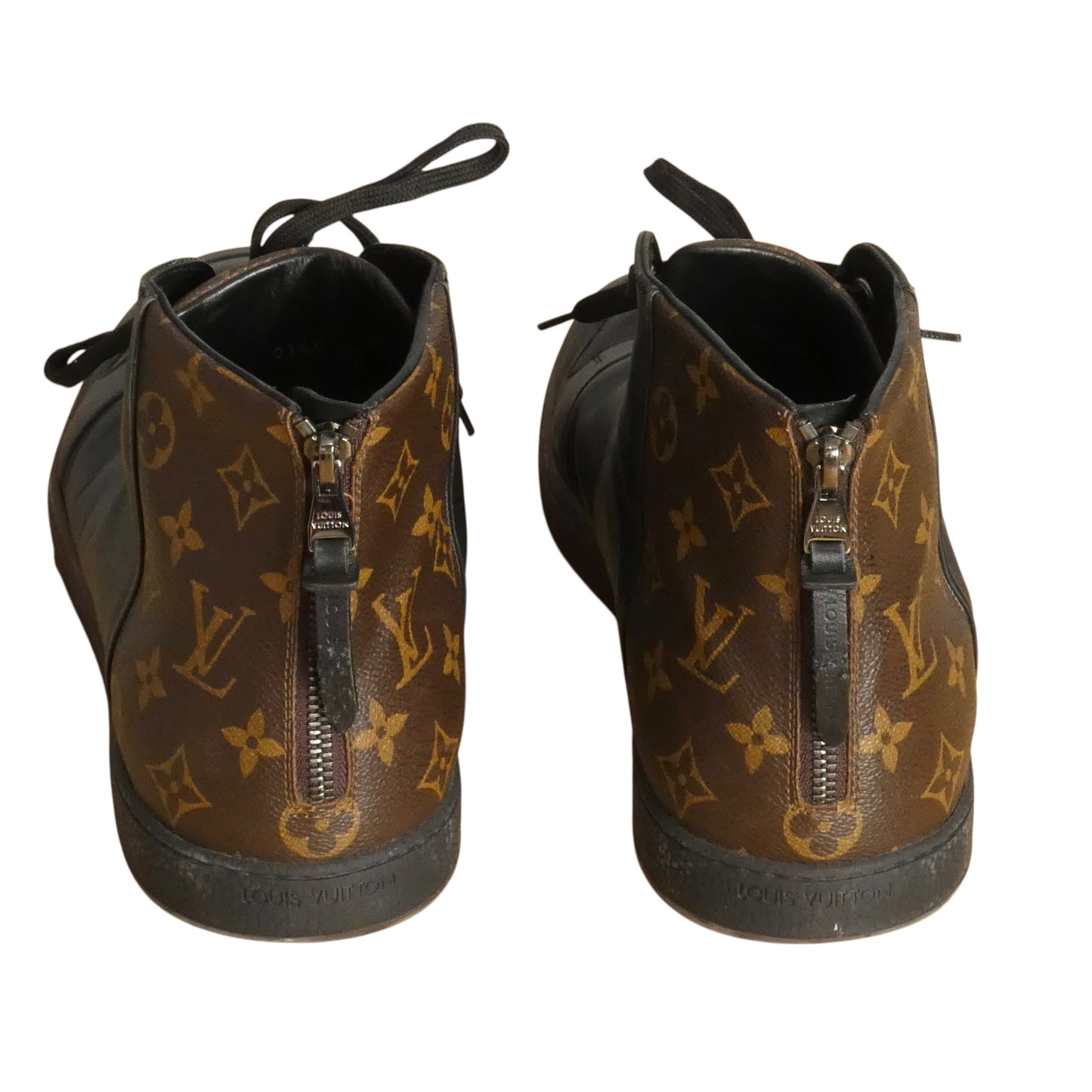 Leather & Monogram Line Up Sneakers, Size 13