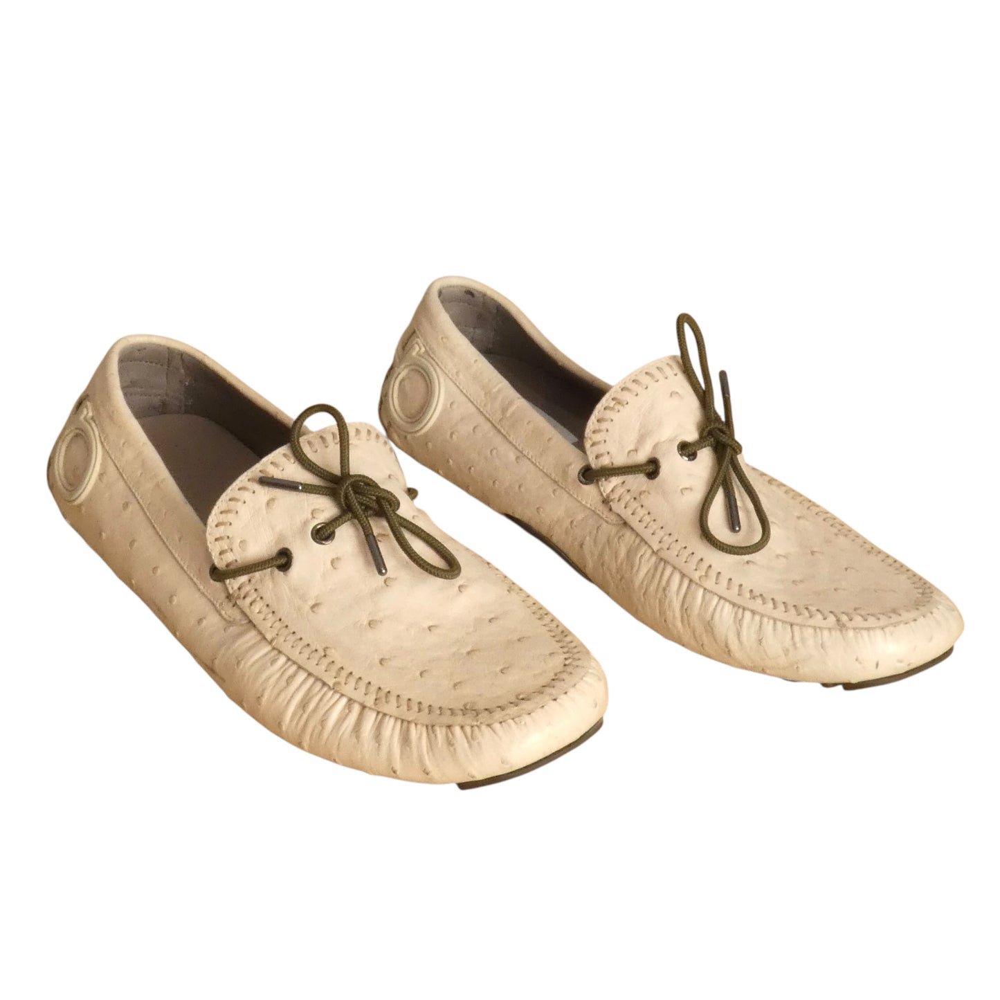 Ostrich Leather Driving Mocs, Size 11