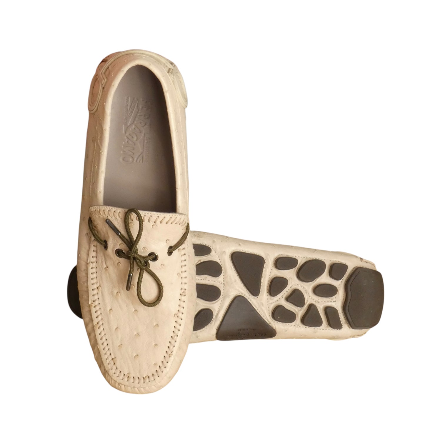 Ostrich Leather Driving Mocs, Size 11