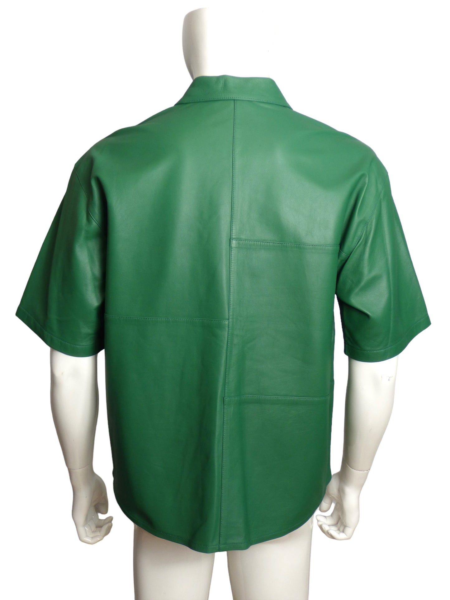 FRAME- NWT Green Leather S/S Shirt, Size Medium