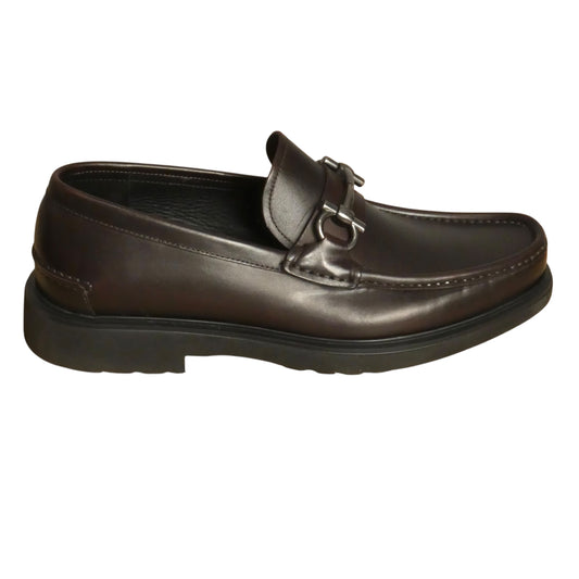 FERRAGAMO-Brown Leather Loafers, Size-10