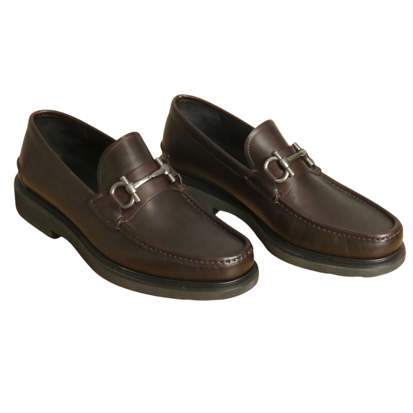 FERRAGAMO-Brown Leather Loafers, Size-10