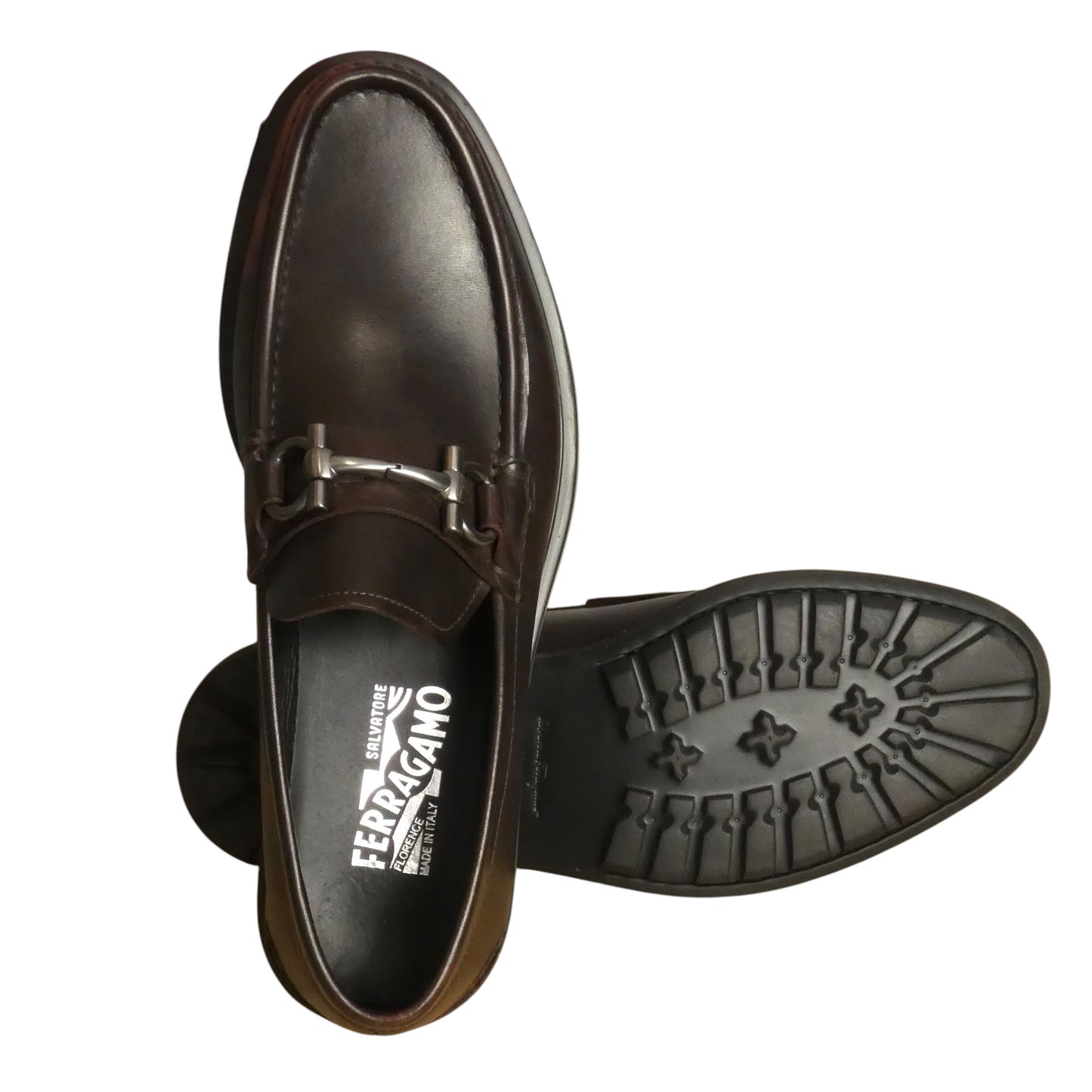 FERRAGAMO-Brown Leather Loafers, Size-10