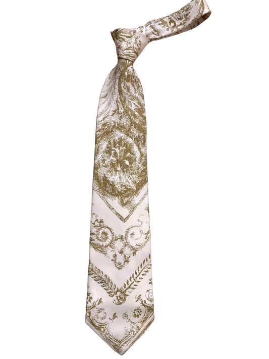 VERSACE- Pink & Gold Print Silk Tie