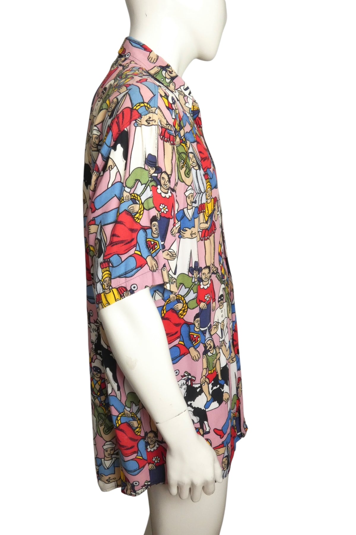 MOSCHINO JEANS - 1980s Rayon Character Print Shirt, Size-XLarge