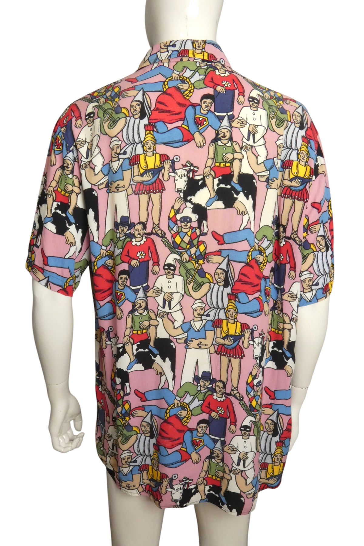 MOSCHINO JEANS - 1980s Rayon Character Print Shirt, Size-XLarge
