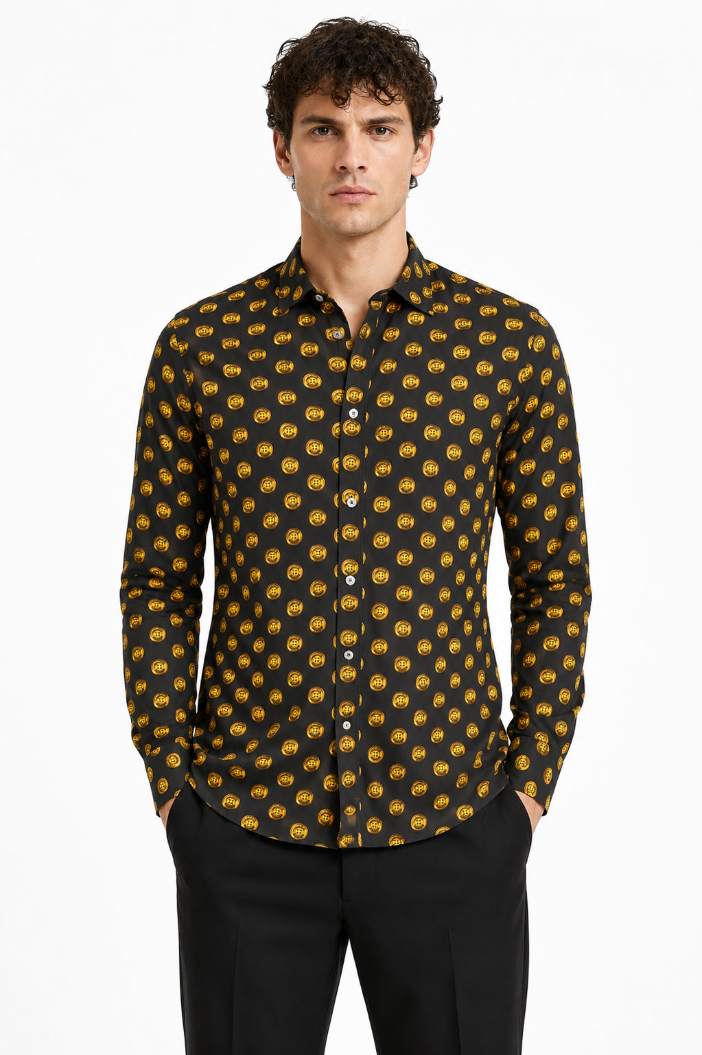MOSCHINO - Cotton Button Print Shirt, Size-Medium