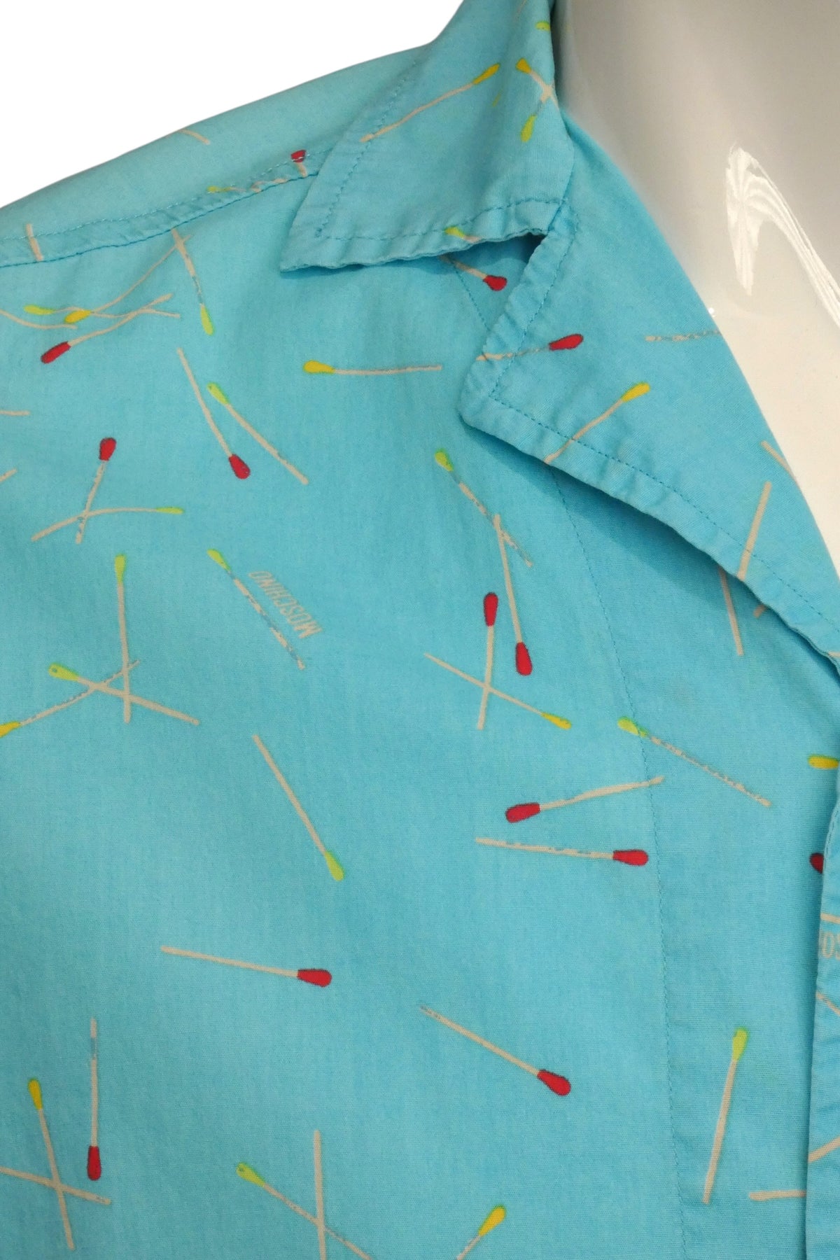 MOSCHINO MARE - 1990s Cotton Matchstick Print Shirt, Size-XLarge