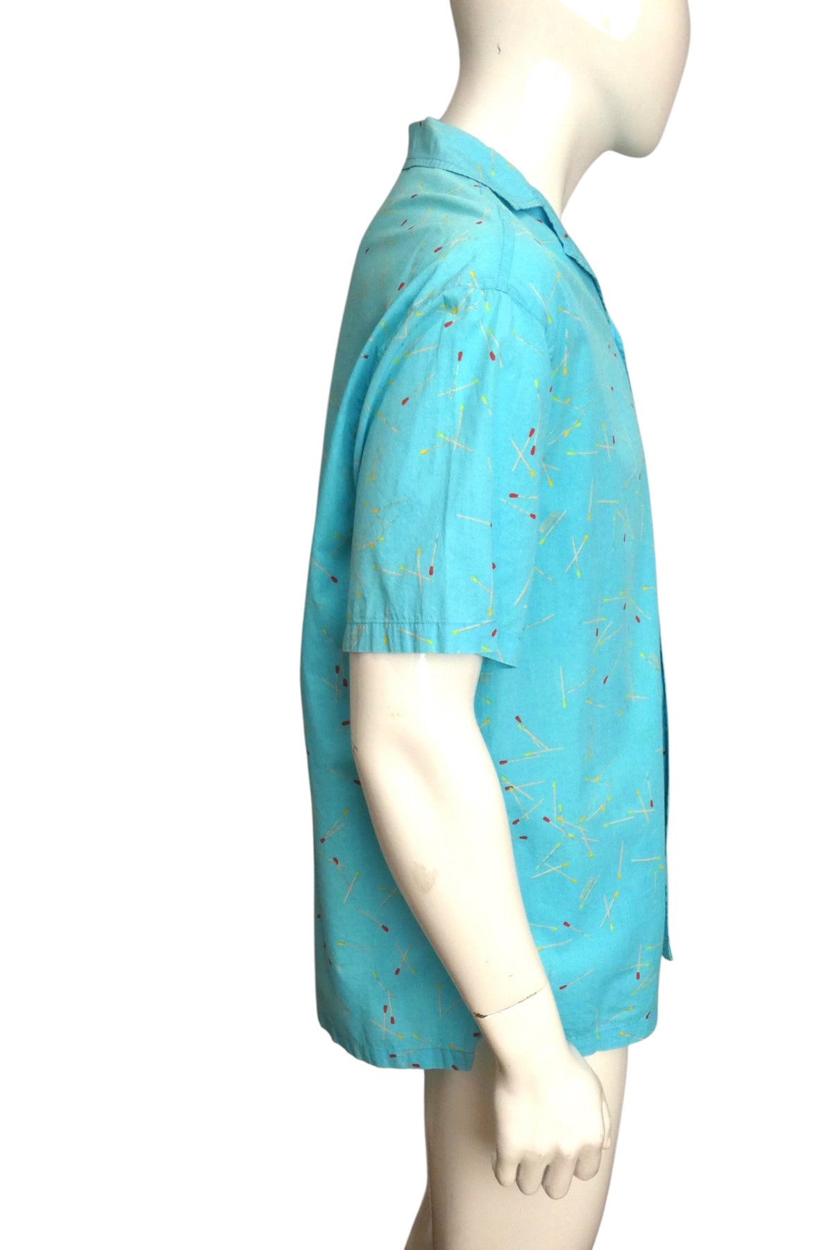 MOSCHINO MARE - 1990s Cotton Matchstick Print Shirt, Size-XLarge