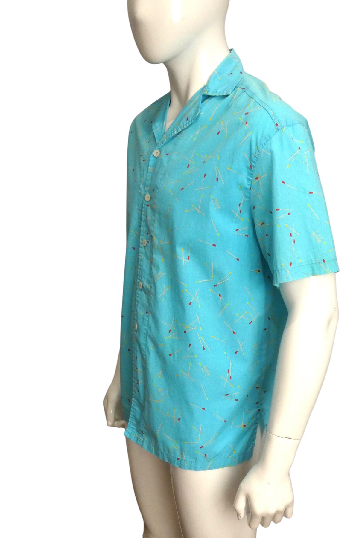MOSCHINO MARE - 1990s Cotton Matchstick Print Shirt, Size-XLarge