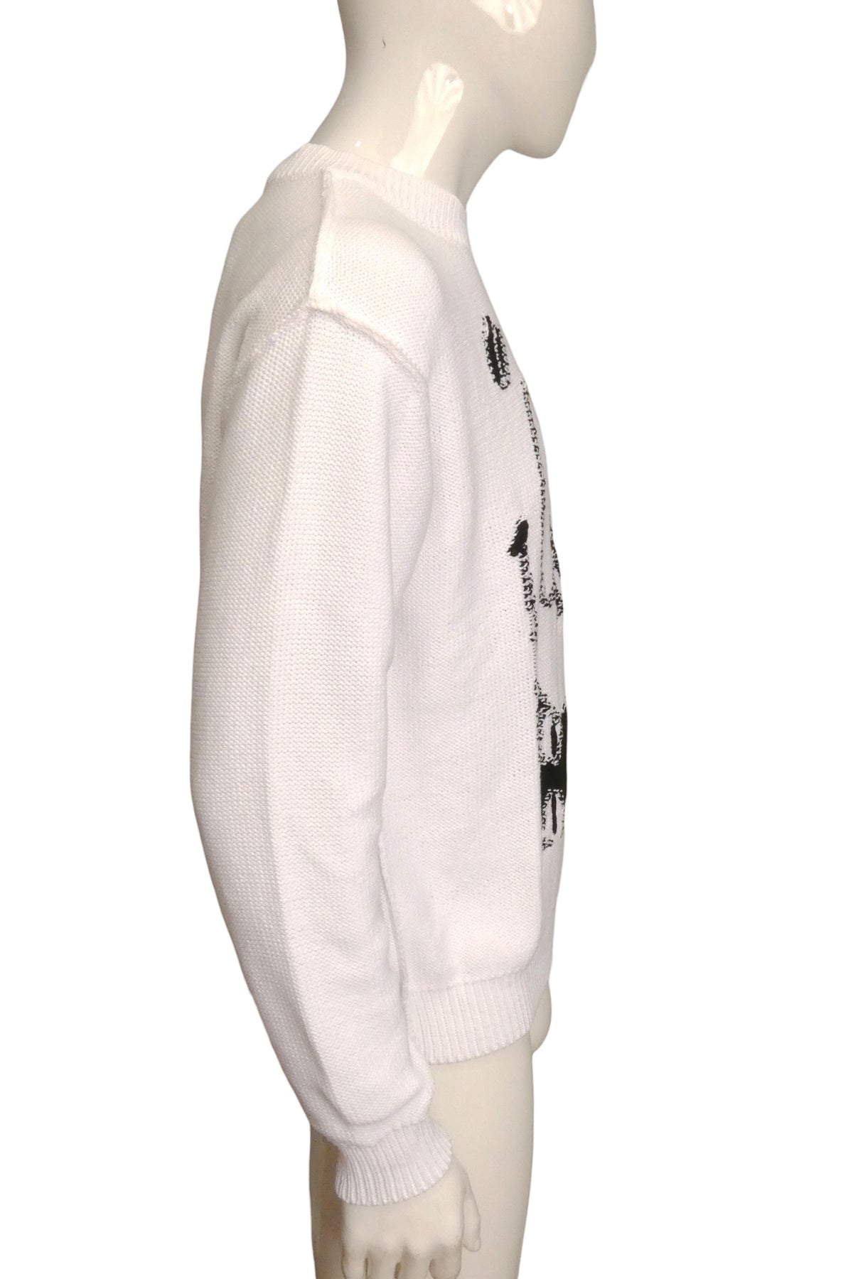 MOSCHINO COUTURE! - 2020 White Pumpkin Face Cotton Sweater, Size-XLarge
