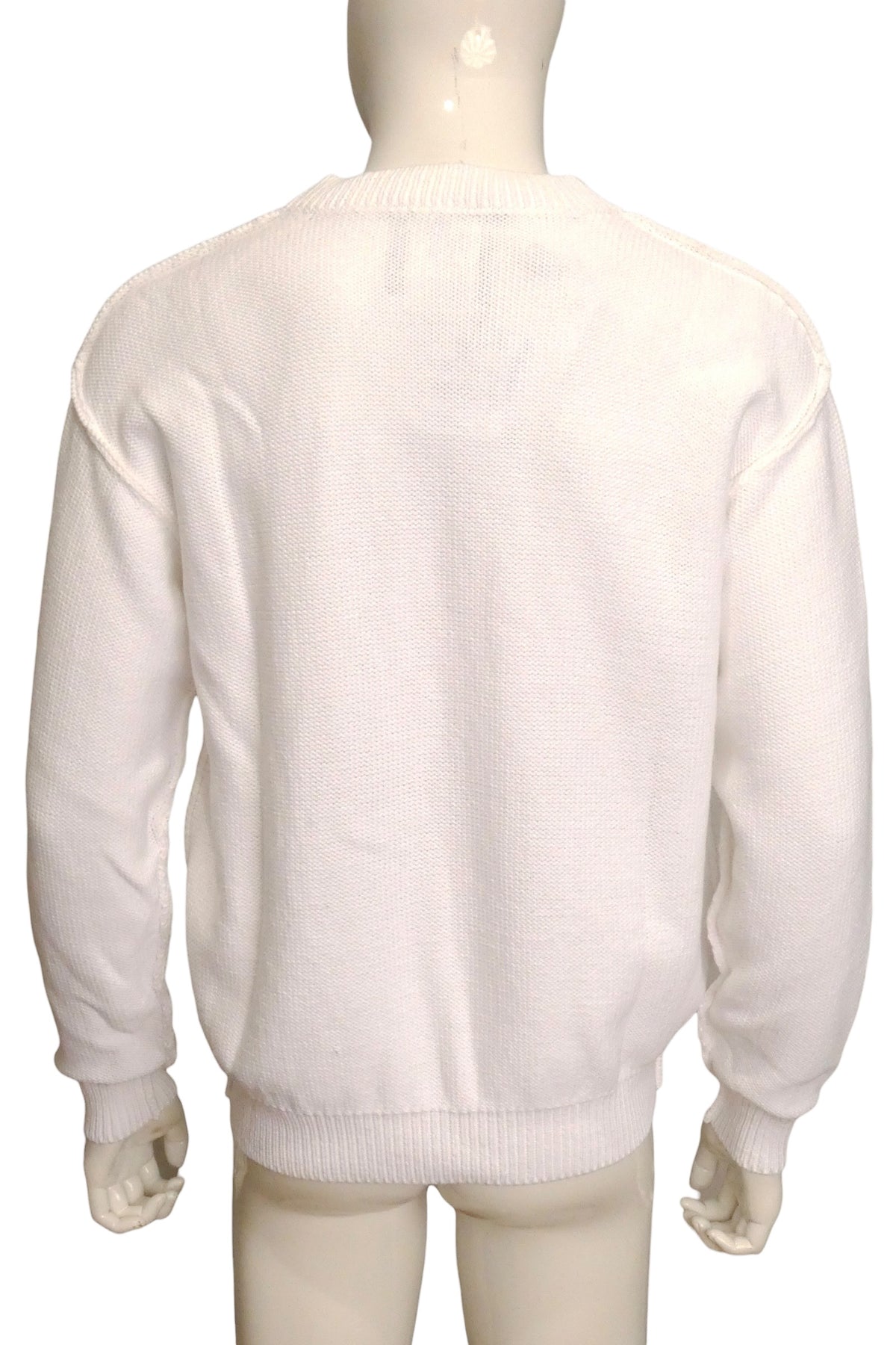 MOSCHINO COUTURE! - 2020 White Pumpkin Face Cotton Sweater, Size-XLarge