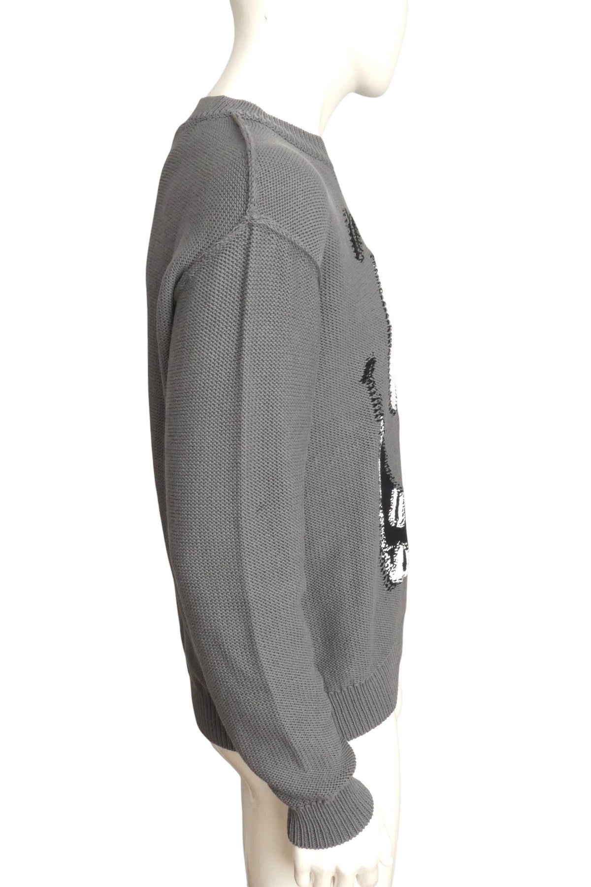 MOSCHINO COUTURE! - 2020 Grey Pumpkin Face Cotton Sweater, Size-Medium
