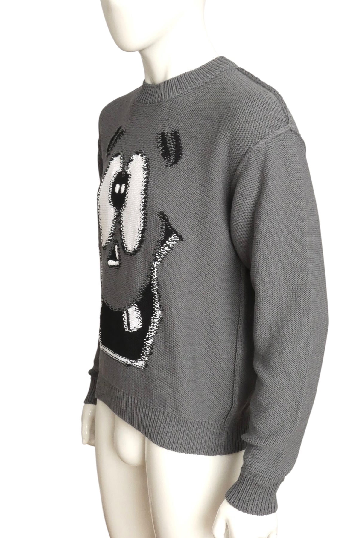 MOSCHINO COUTURE! - 2020 Grey Pumpkin Face Cotton Sweater, Size-Medium