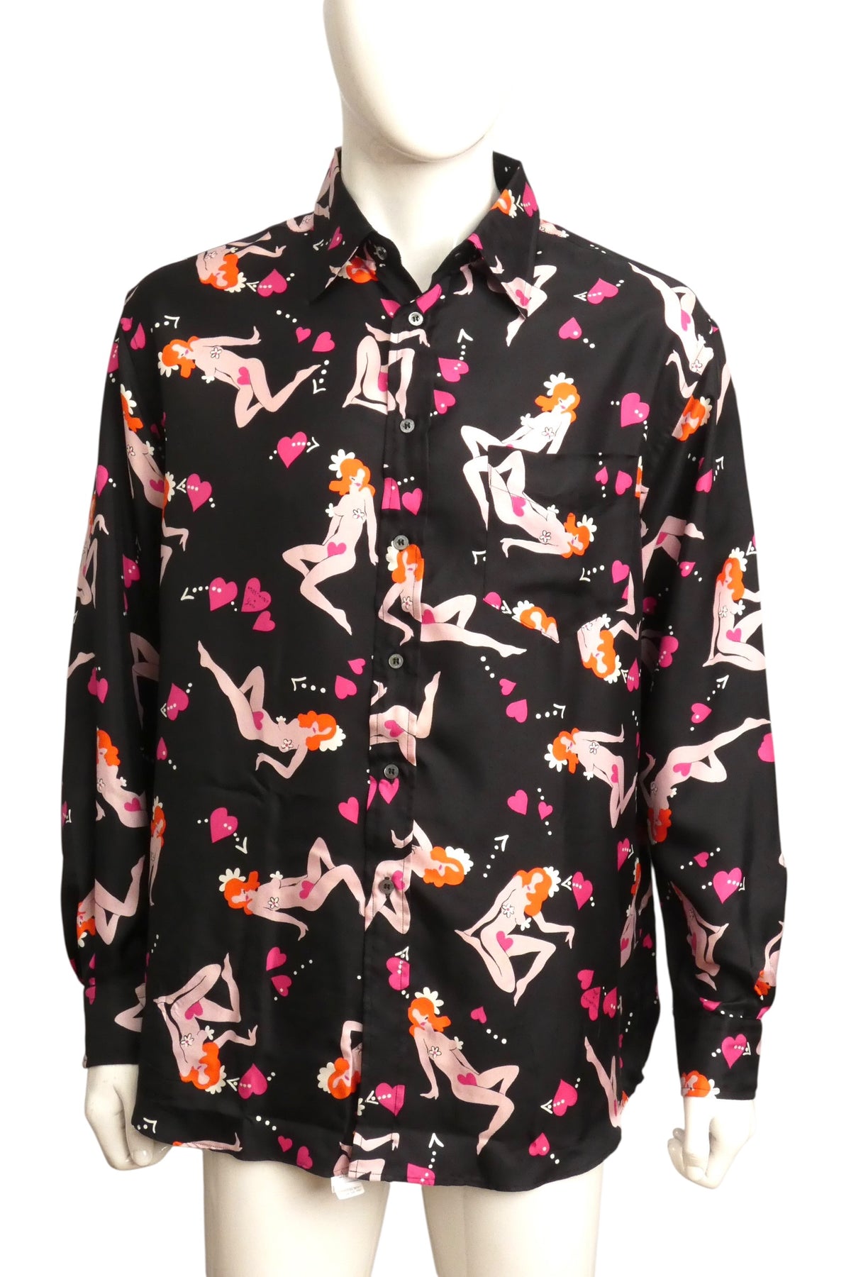 MOSCHINO - Pin Up Print Silk Shirt, Size-XLarge