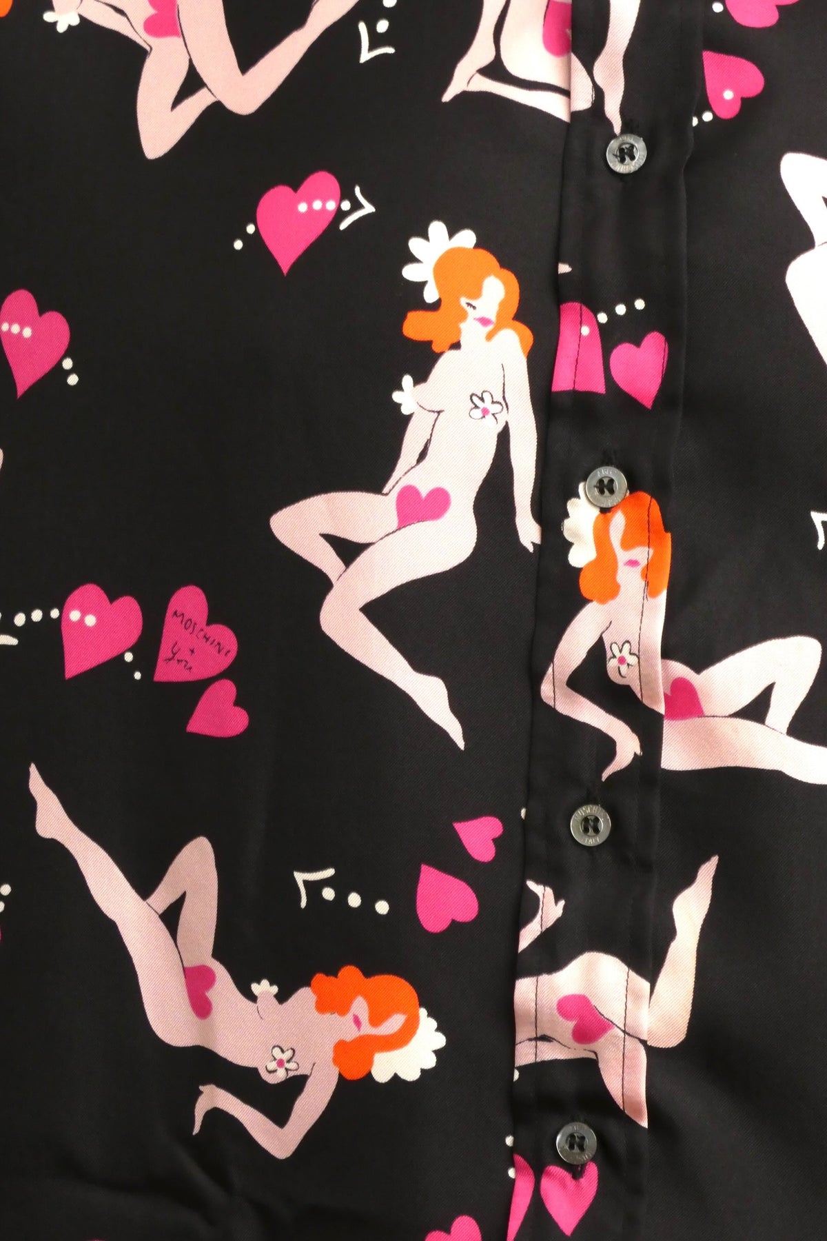 MOSCHINO - Pin Up Print Silk Shirt, Size-XLarge