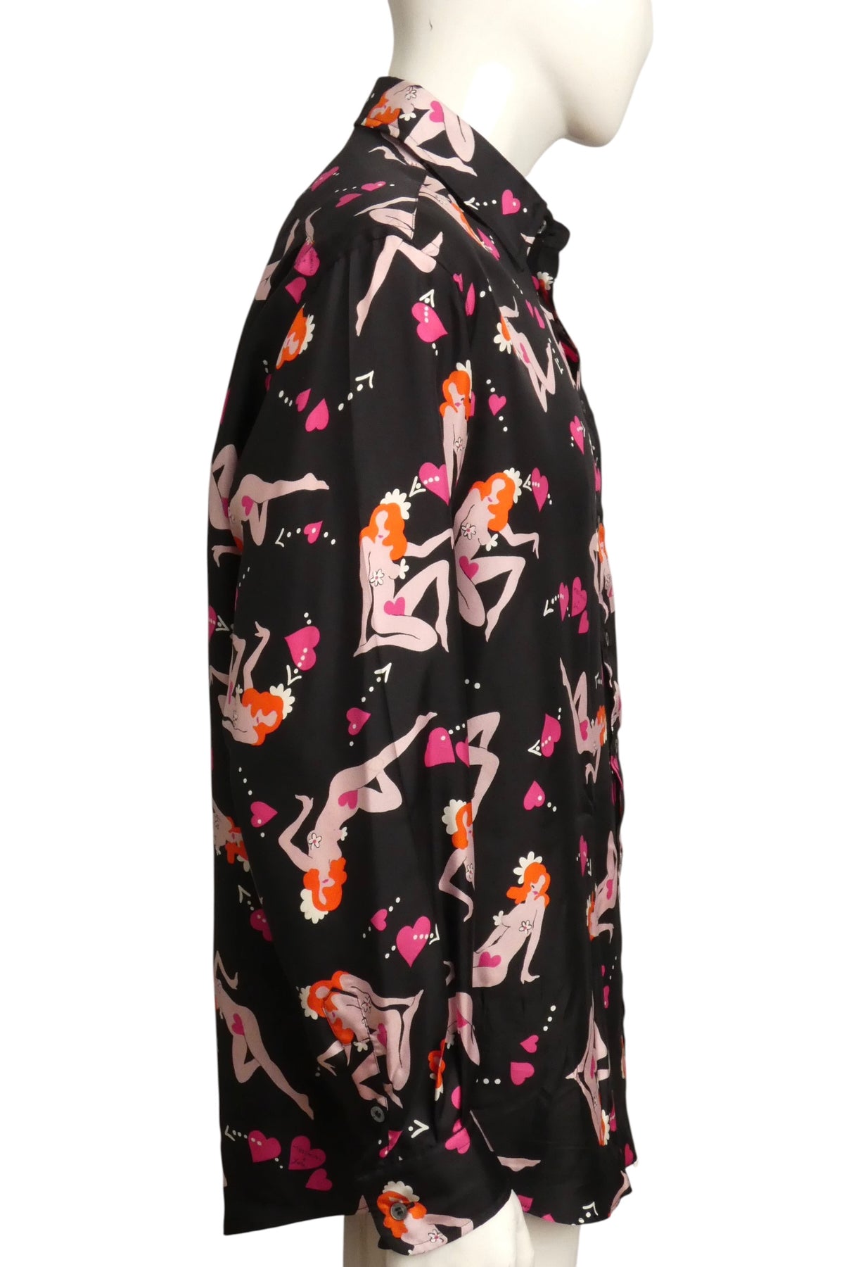 MOSCHINO - Pin Up Print Silk Shirt, Size-XLarge