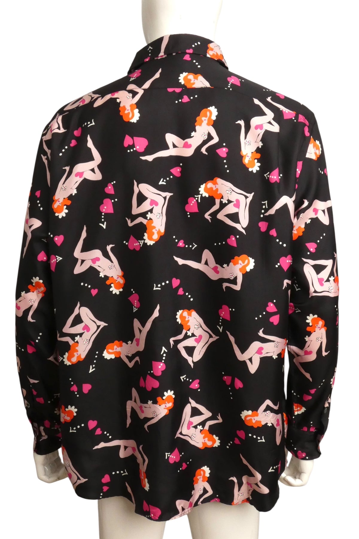 MOSCHINO - Pin Up Print Silk Shirt, Size-XLarge
