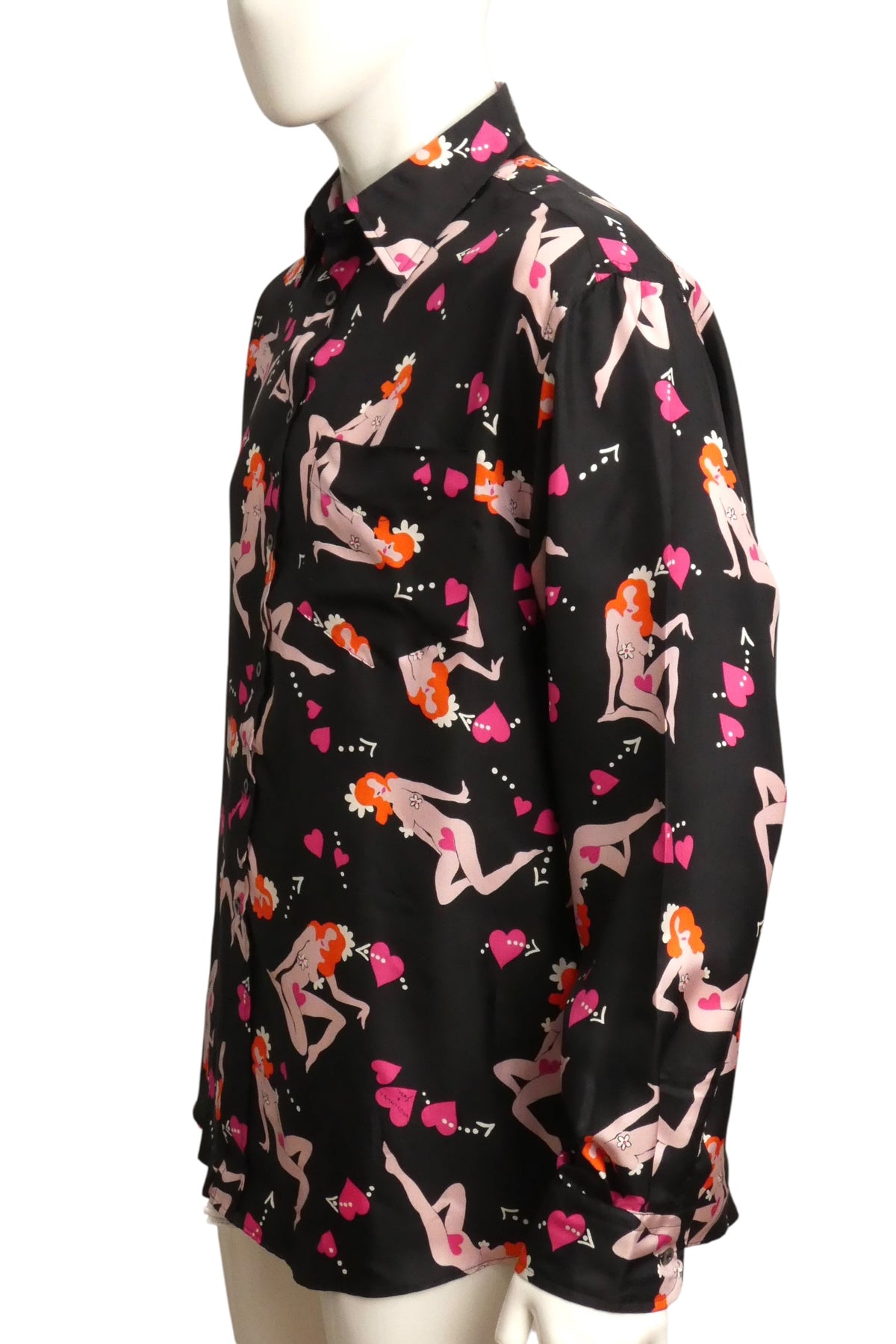 MOSCHINO - Pin Up Print Silk Shirt, Size-XLarge