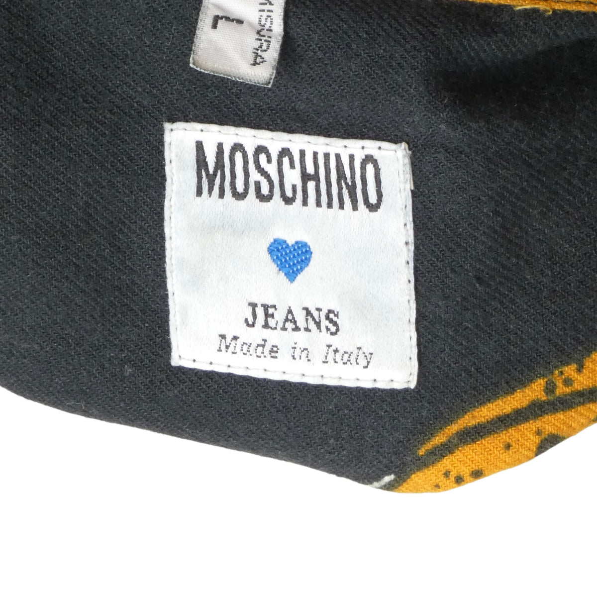 MOSCHINO JEANS - 1980s Cotton Flannel Guitar Print Shirt, Size-Large