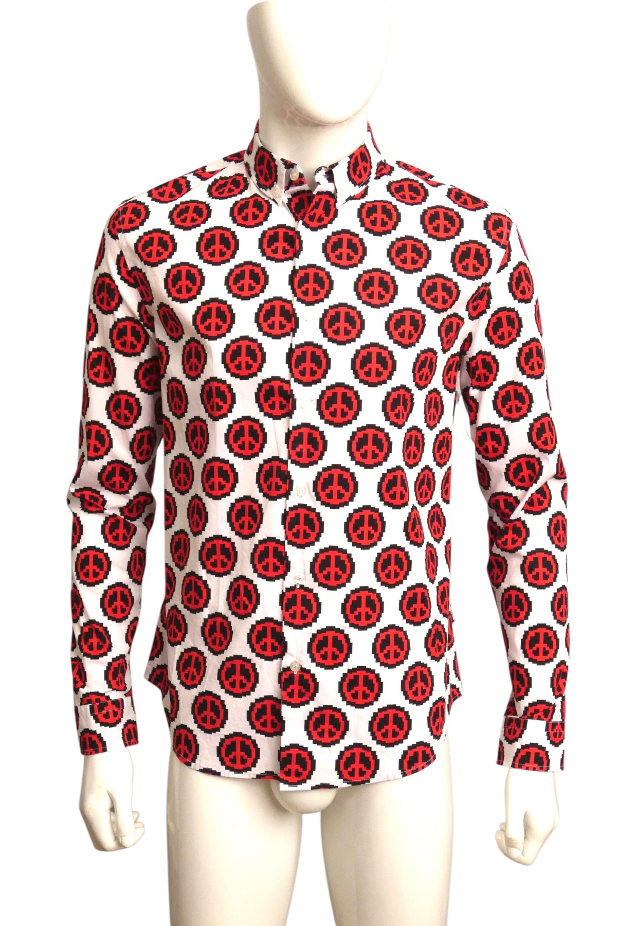 LOVE MOSCHINO - Cotton Peace Sign Print Shirt, Size-Medium