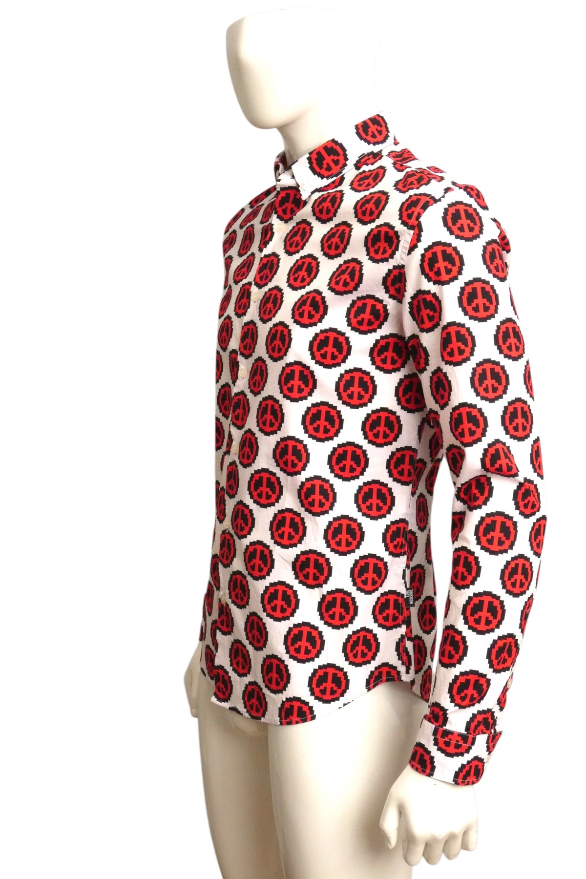 LOVE MOSCHINO - Cotton Peace Sign Print Shirt, Size-Medium