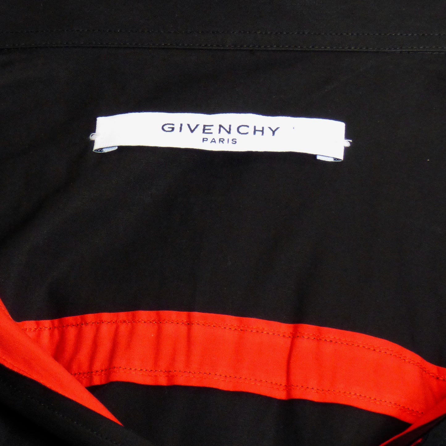 GIVENCHY- 2015 Black & Red Distressed L/S Shirt, Size 2XL