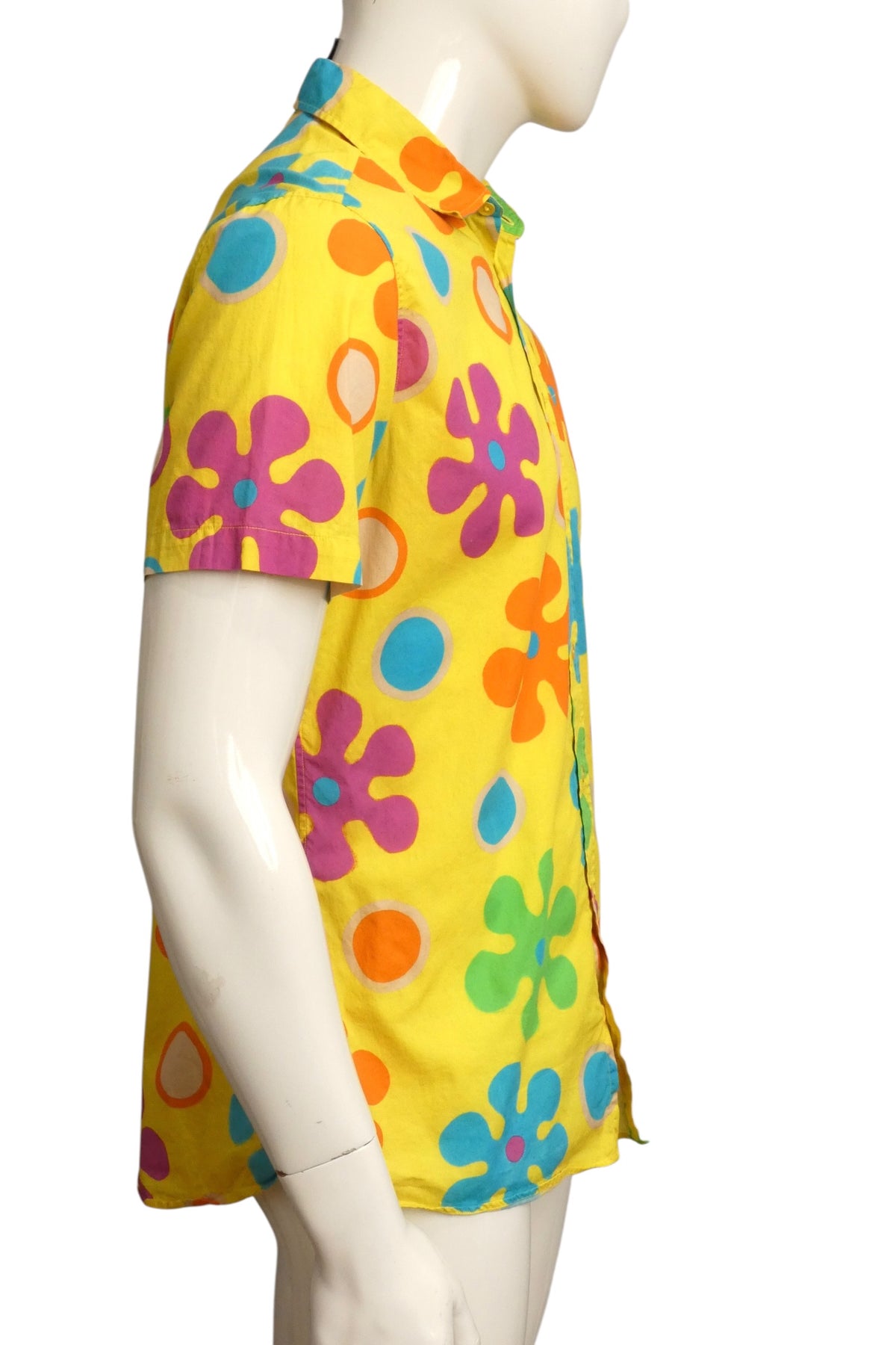 MOSCHINO COUTURE! - 2017 Yellow Cotton Print Shirt, Size-Large
