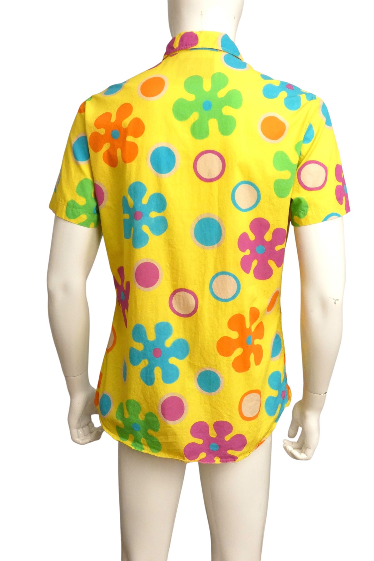 MOSCHINO COUTURE! - 2017 Yellow Cotton Print Shirt, Size-Large