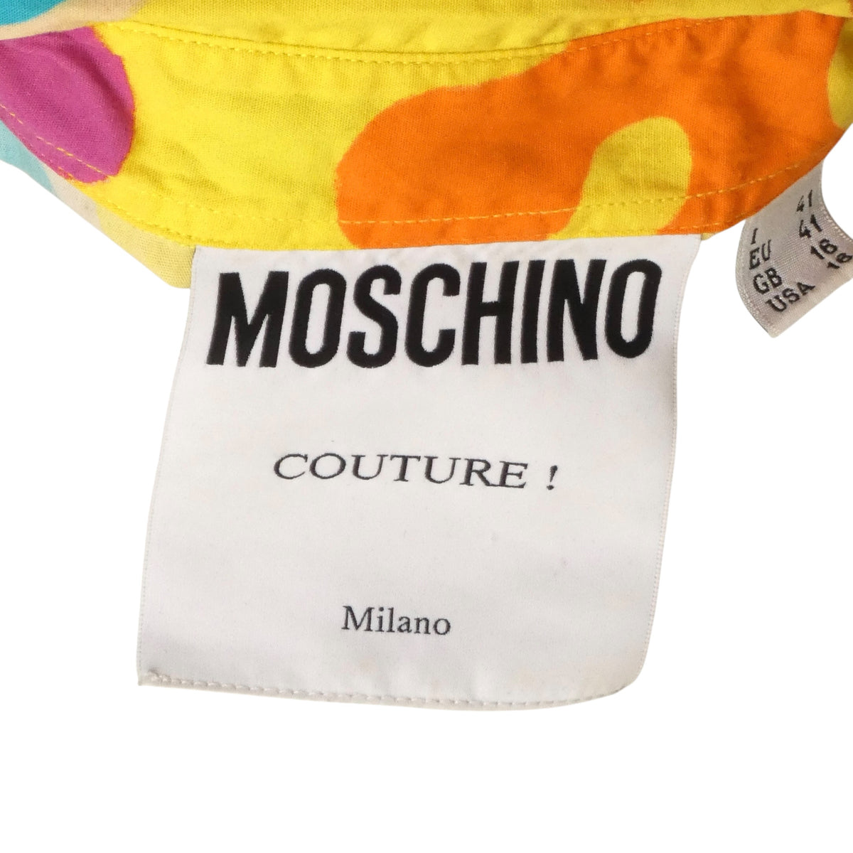MOSCHINO COUTURE! - 2017 Yellow Cotton Print Shirt, Size-Large