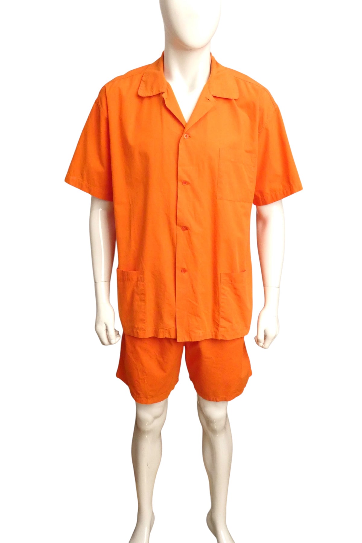 MOSCHINO UNDERWEAR - 1980s Orange Cotton Smiley Face Pajamas-Large