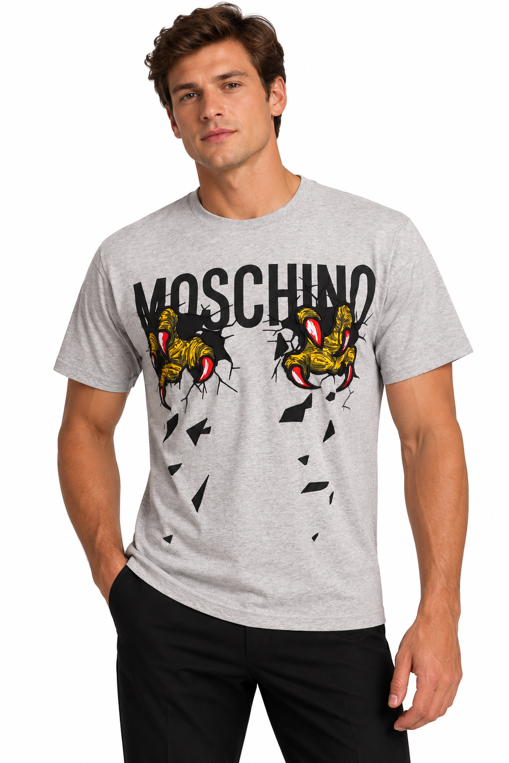 MOSCHINO COUTURE! - 2020 Embroidered Monster Claw T-shirt, Size-XSmall