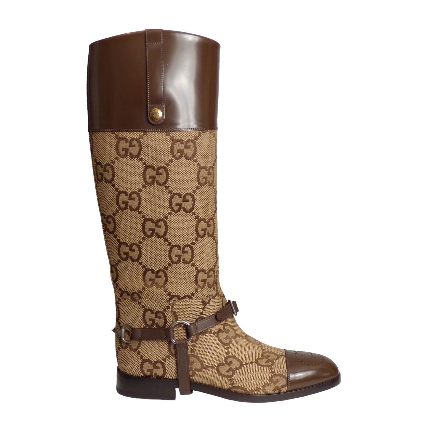 GUCCI- NIB 2021 Macro GG Equestrian Boot, Size US 10.5