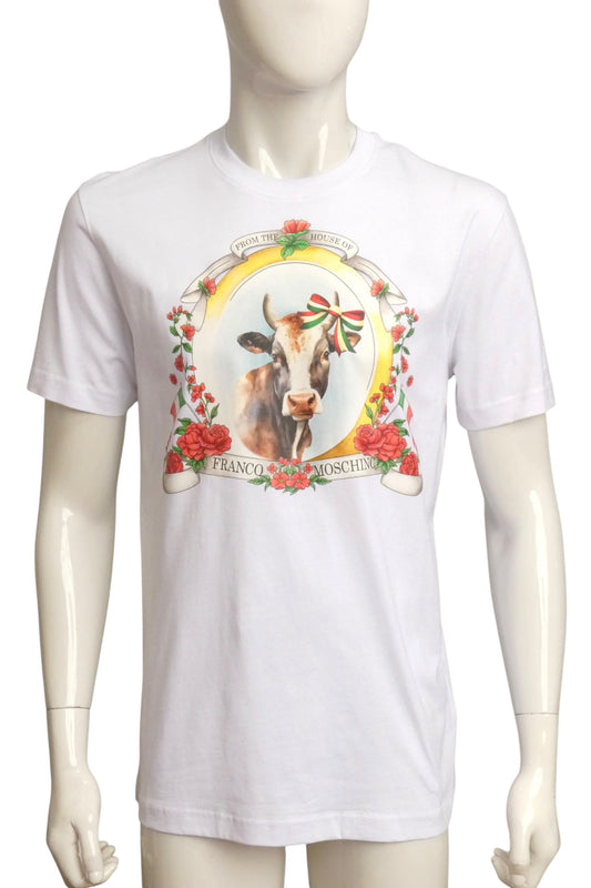 MOSCHINO COUTURE! - 2025 NWT Cow T-Shirt, Size Large