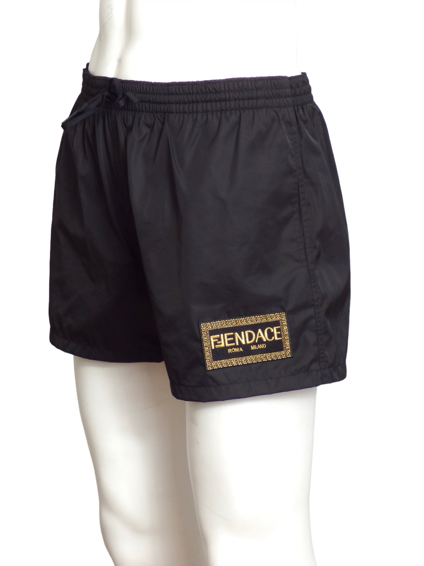 FENDACE- NWT 2022 Black Polyester Swim Trunks, Size XL