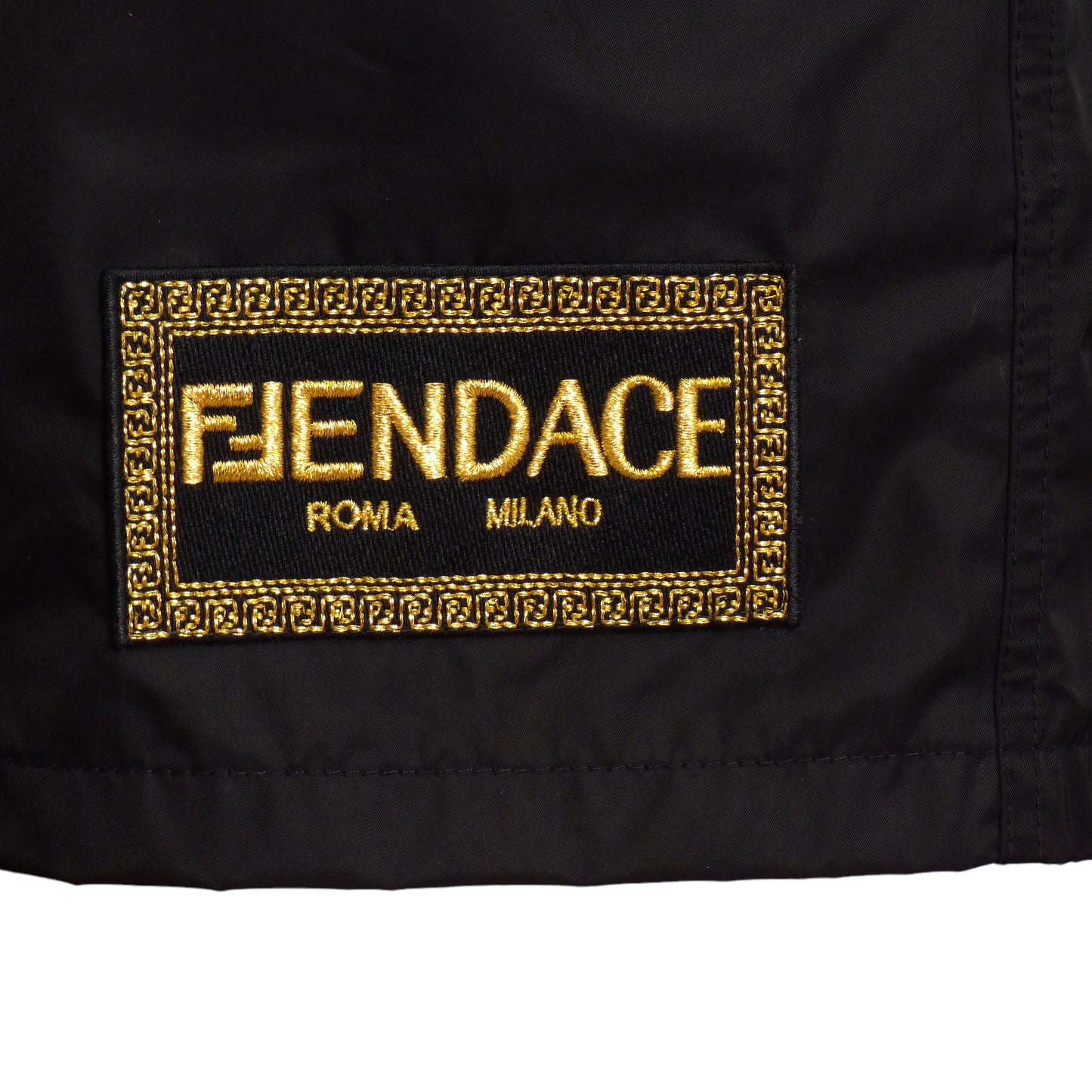 FENDACE- NWT 2022 Black Polyester Swim Trunks, Size XL