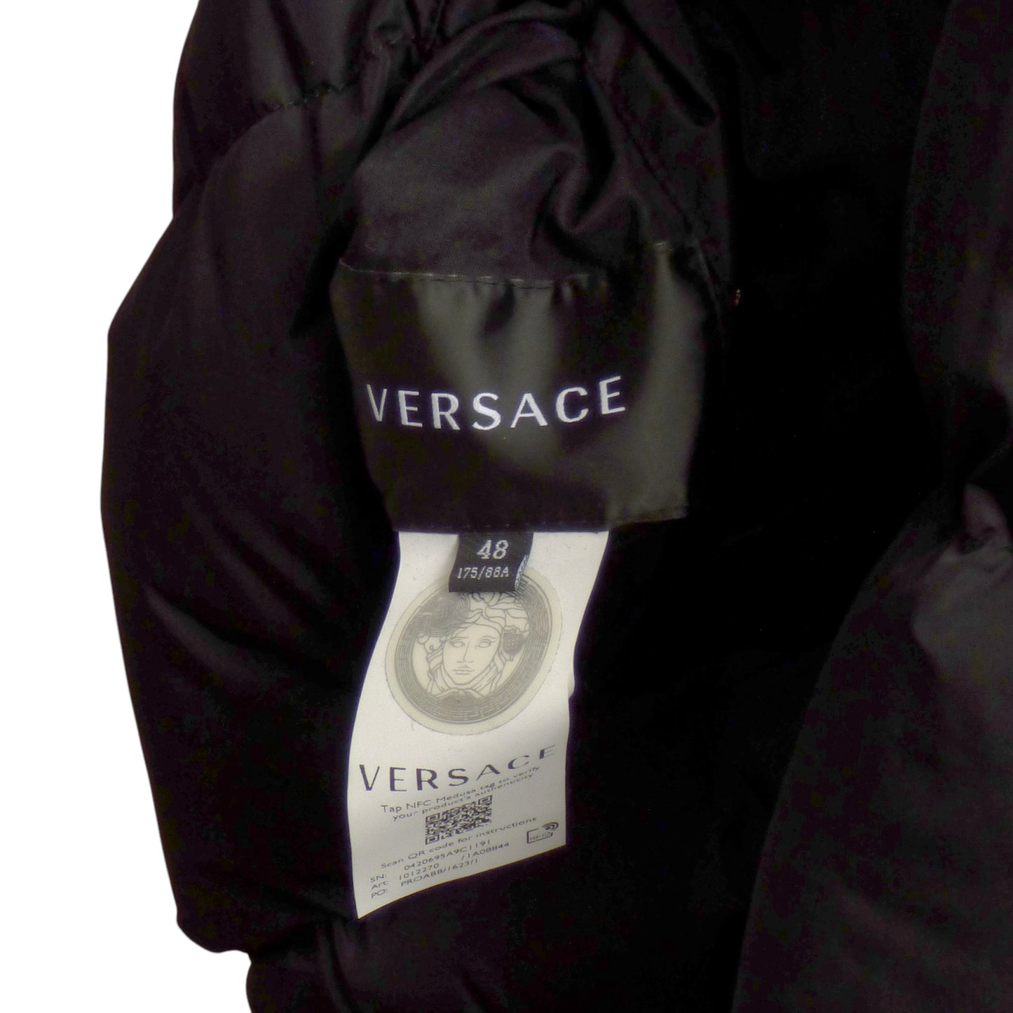 VERSACE- NWT Reversible Renaissance Puffer Coat, Size Med