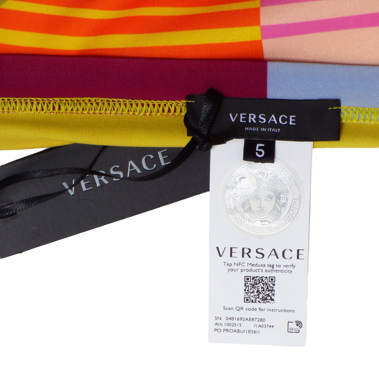 VERSACE- NWT Print Bikini Swim, Size Medium