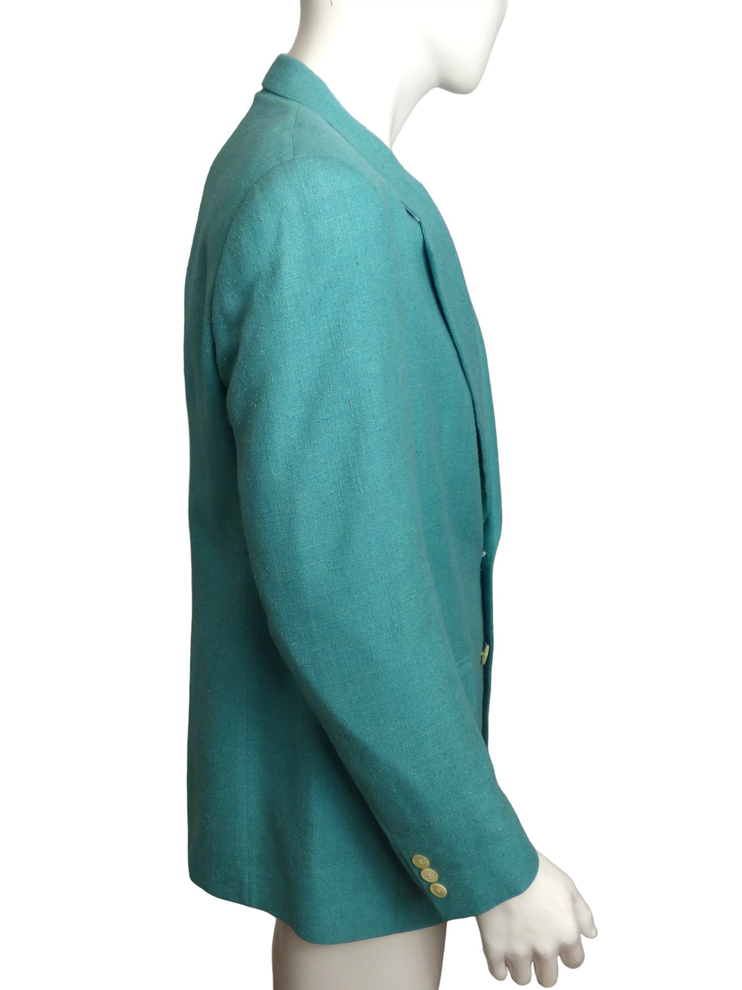 1980s Aqua Silk Blazer, Size Large