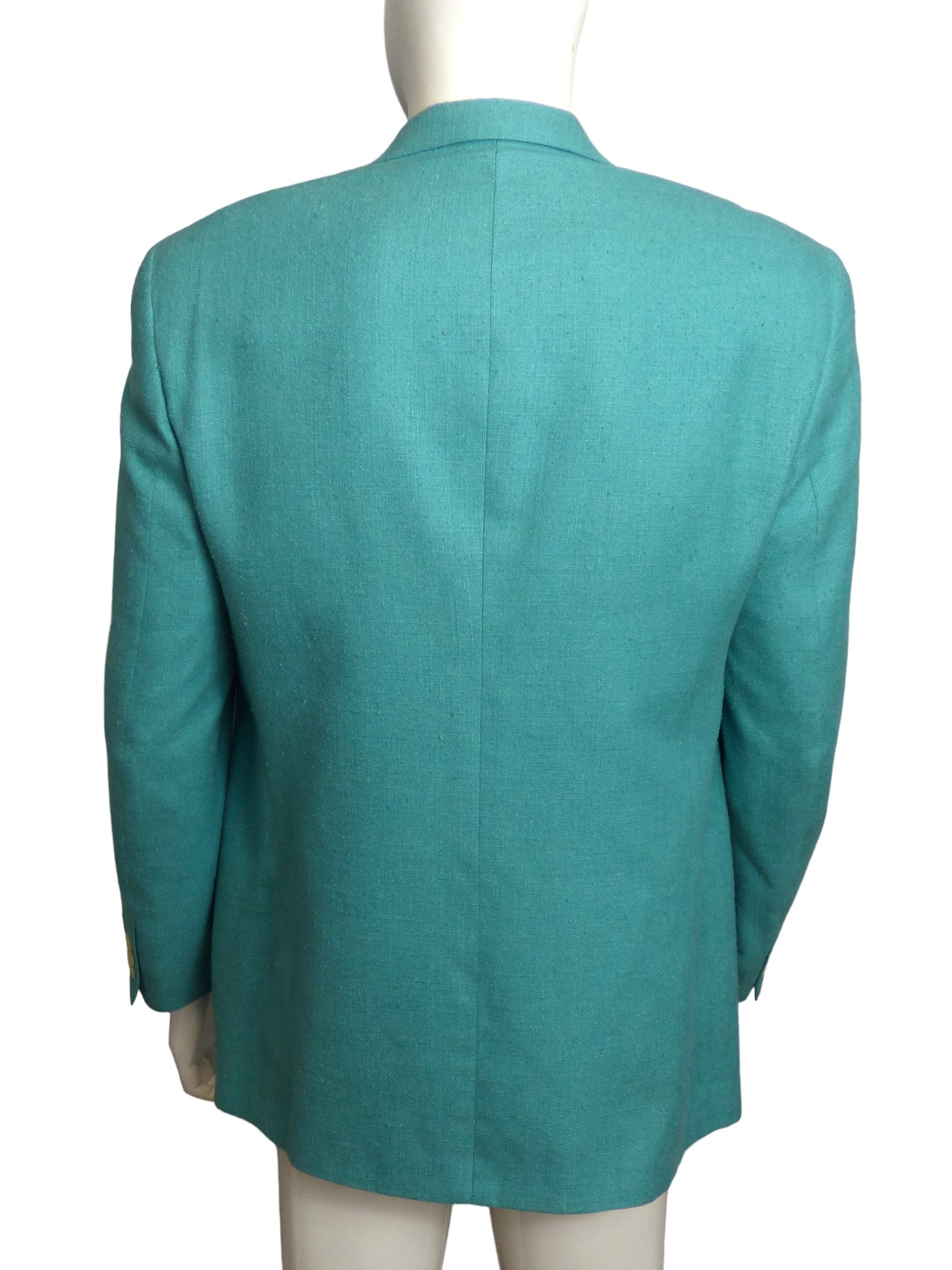 1980s Aqua Silk Blazer, Size Large