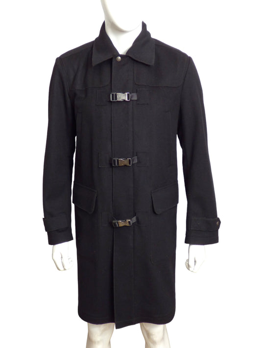 PRADA- 2007 Black Wool Overcoat, Size XL