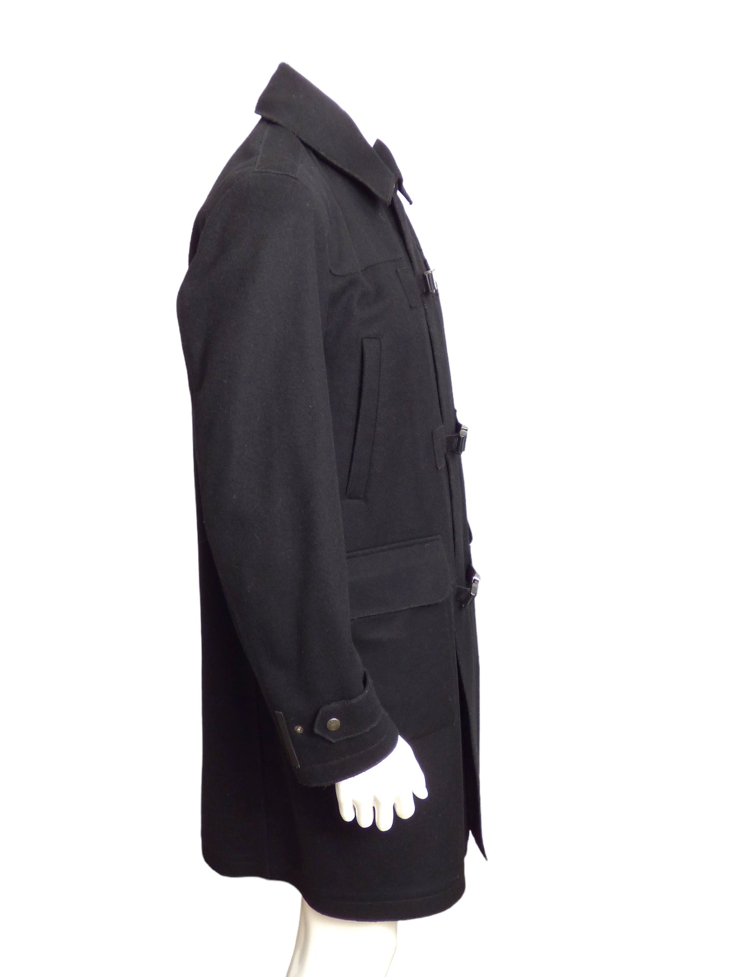 PRADA- 2007 Black Wool Overcoat, Size XL